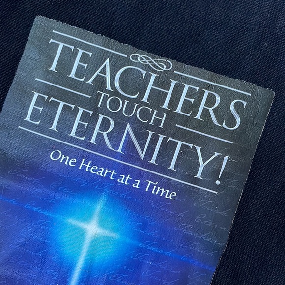 TEACHERS TOUCH ETERNITY! Black Fabric Tote Bag - Picture 3 of 9